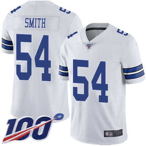 Men Dallas Cowboys Limited White Jaylon Smith Road #54 100th Season Vapor Untouchable NFL Jersey->youth nfl jersey->Youth Jersey